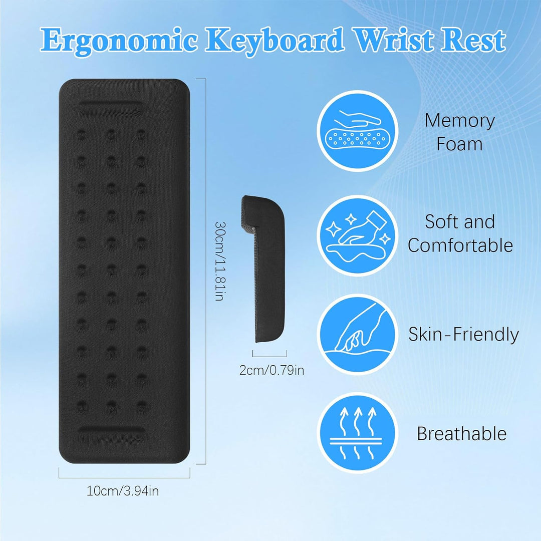 2 Stück L-Förmige Handballenauflage Tastatur, Memory Foam Handauflage Tastatur, Rutschfeste Ergonomi
