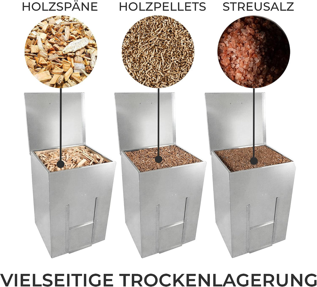 Kohleeimer Kohlebunker Kohlebehälter 150kg 300L Verzinkter Stahl Erhöhter Sockel Verstärkungsstange