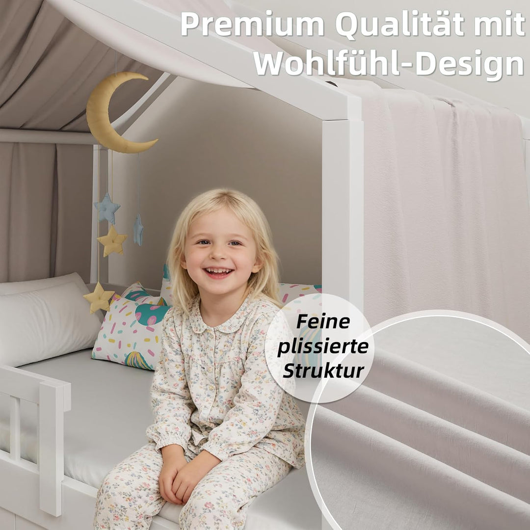 Hausbett Himmel in 5 Farben, Betthimmel Hausbett aus weichem Baumwollstoff, Stoffhimmel für Hausbett