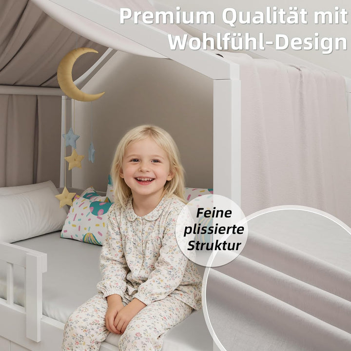Hausbett Himmel in 5 Farben, Betthimmel Hausbett aus weichem Baumwollstoff, Stoffhimmel für Hausbett
