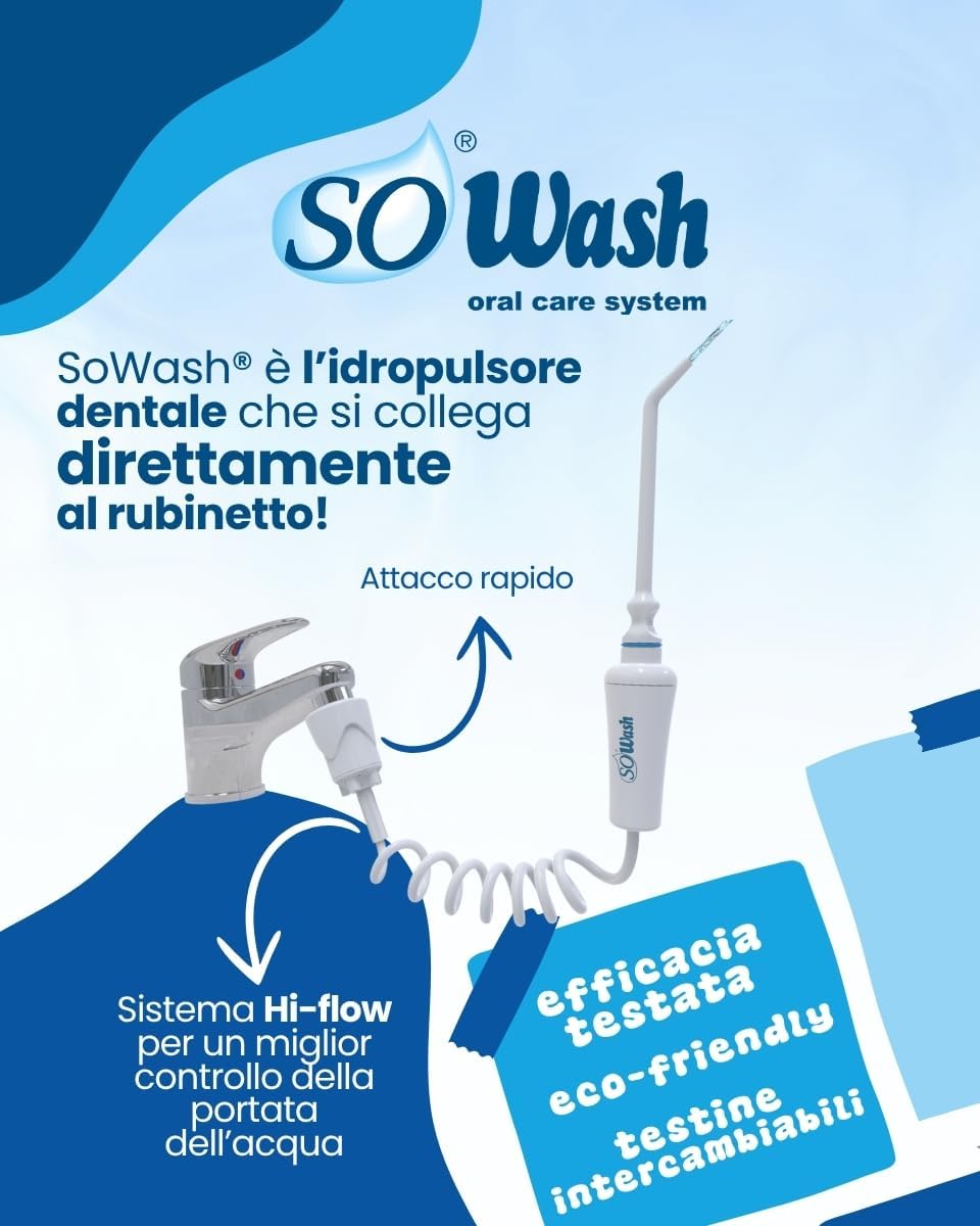 SoWash Munddusche | Waterjet | Verbindet mit dem Wasserhahn | Munddusche ohne Batterien und Strom |I