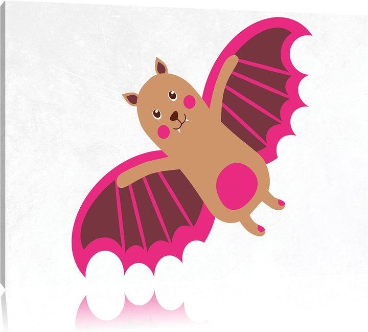Niedliche Fledermaus weiss, Format: 100x70 auf Leinwand, XXL riesige Bilder fertig gerahmt mit Keilr