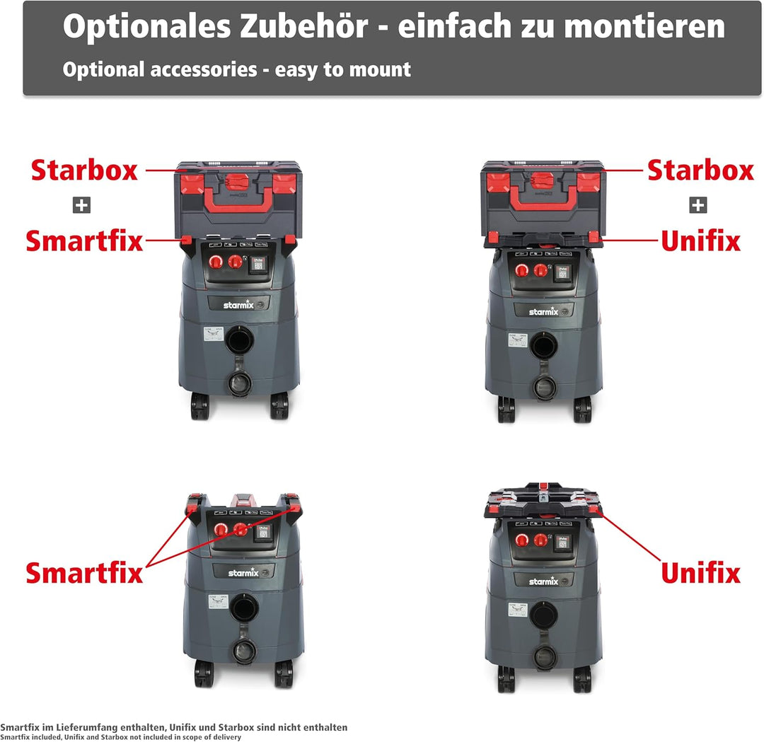 starmix iPulse L-1635 Top – Industriestaubsauger Staubklasse L, 280 mbar, 75l/s, 35l – automatische