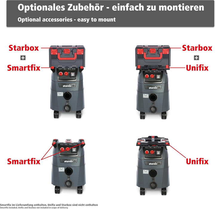starmix iPulse L-1635 Top – Industriestaubsauger Staubklasse L, 280 mbar, 75l/s, 35l – automatische