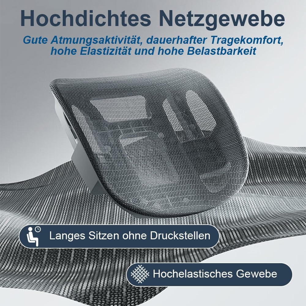 Ergonomischer Bürostuhl mit Lendenwirbelstütze, Kopfstütze & Fussstütze, Höhenverstellbarer Drehstuh