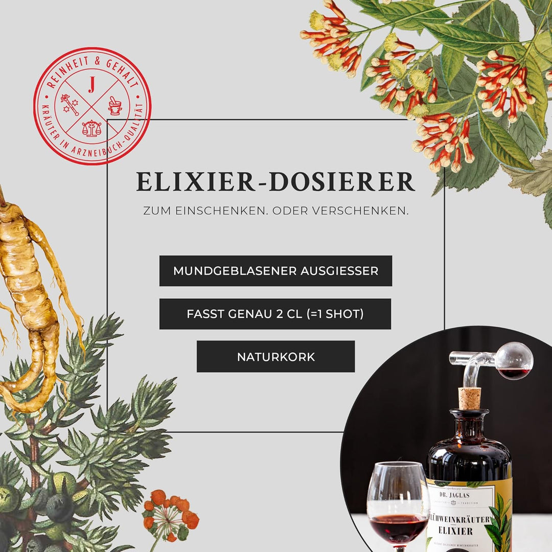 DR. JAGLAS Schnapsspender Elixier Dosierer Ausgiesser für Spirituosen - Flaschen Ausgiesser & Portio