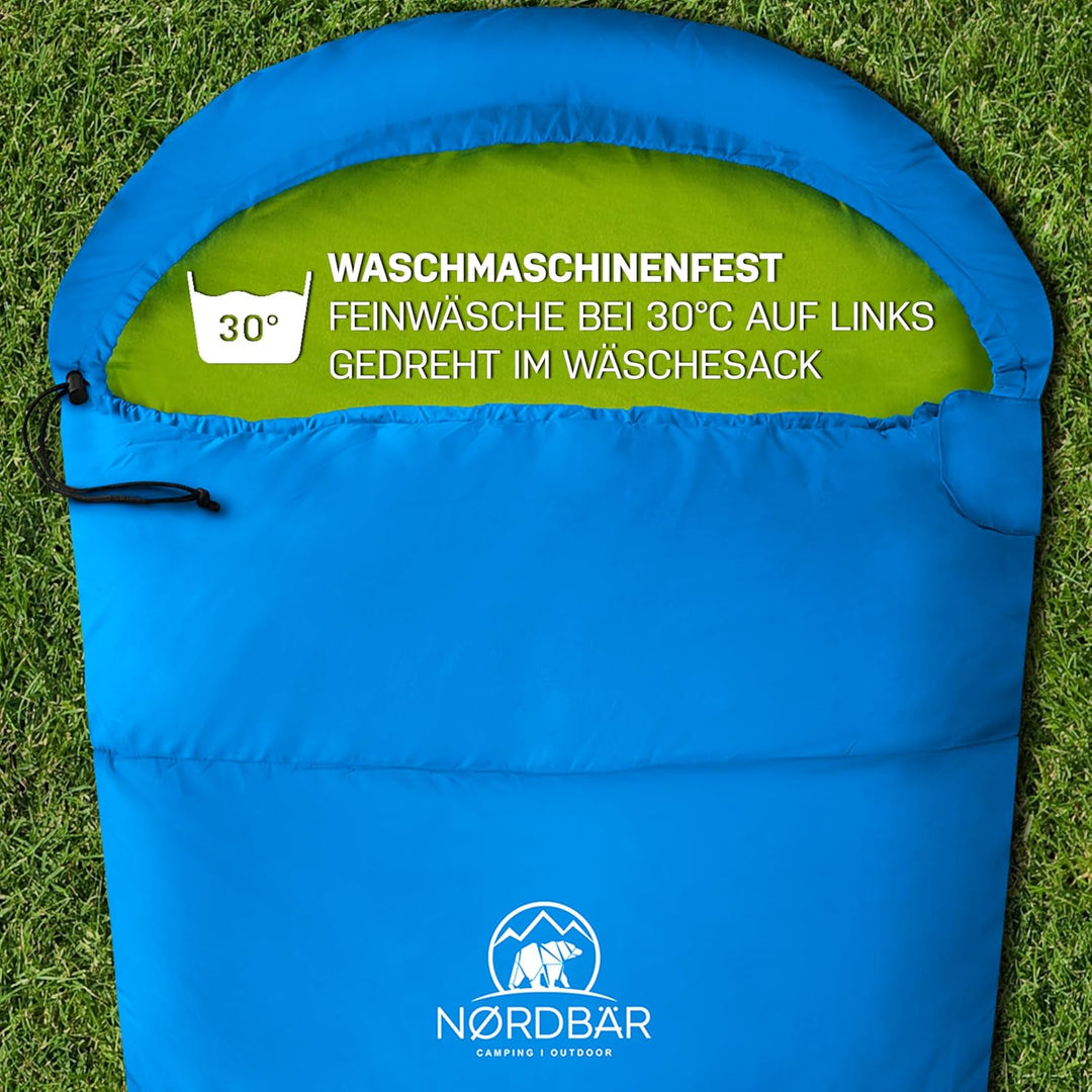 NORDBÄR® Kinderschlafsack für Jungs &amp; Mädchen bis 145 cm Körpergrösse | Innenfutter aus 100% Baumwol