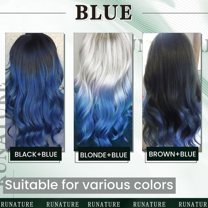 RUNATURE Blaue Haarverlängerungen Bonding Extensions Echthaar Lang 55cm Blau Extensions Echthaar Bon