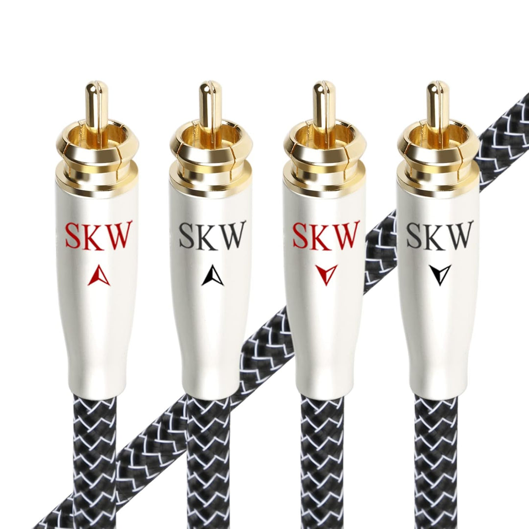 SKW High End Cinch Audio Kabel, Kupfer und Silberlitzendrähte 2 x Cinch zu 2 x Cinch Kabel/RCA Kabel