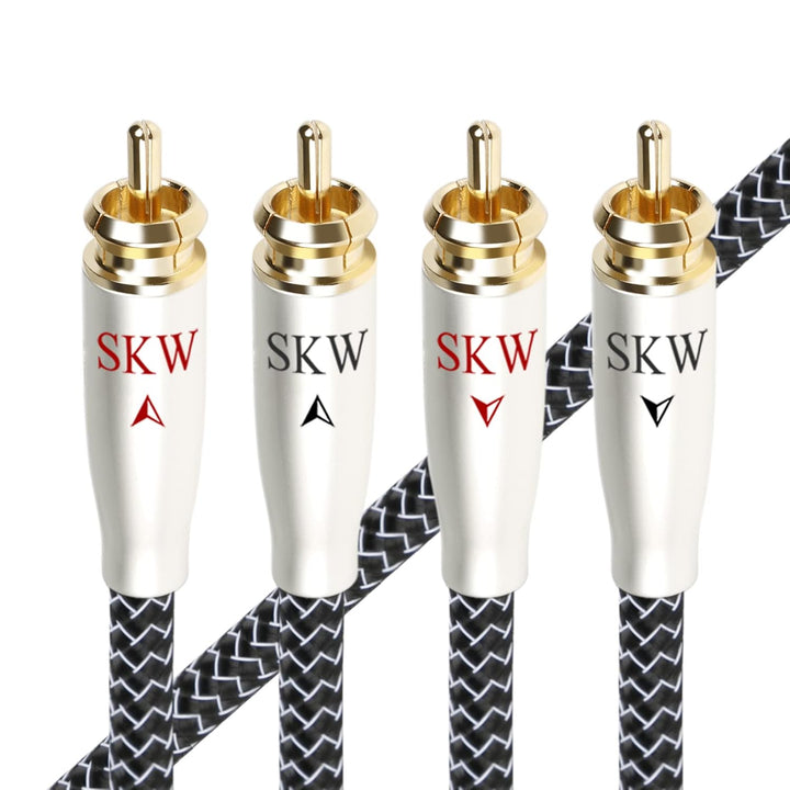 SKW High End Cinch Audio Kabel, Kupfer und Silberlitzendrähte 2 x Cinch zu 2 x Cinch Kabel/RCA Kabel