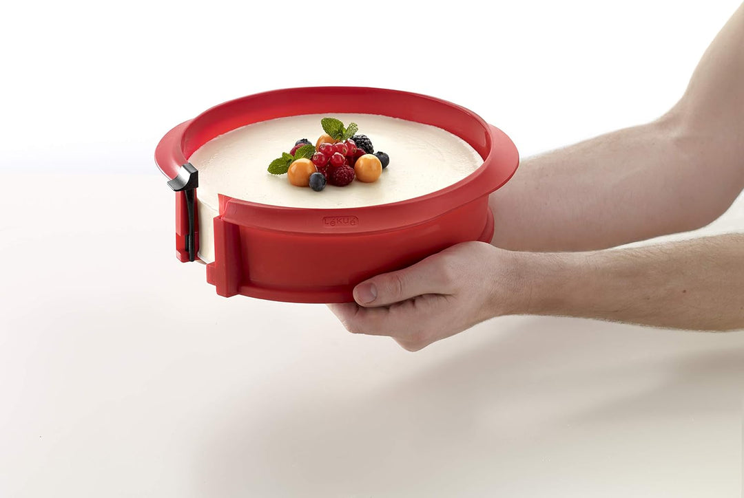 Lékué Duo, runde Springform, rot, Silikon, 23 x 7 x 23 cm Springform 23 cm, Springform 23 cm