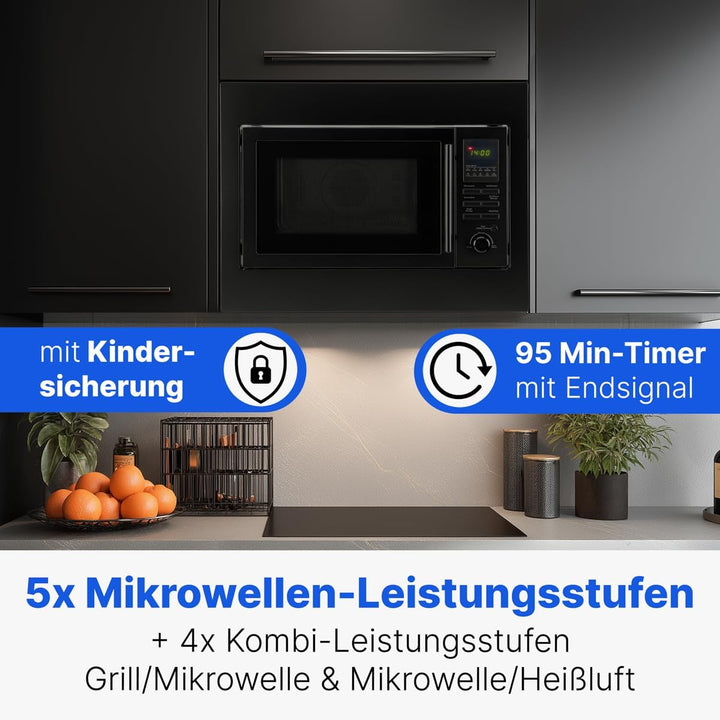 Bomann® Einbaumikrowelle mit Grill und Heissluft | 60cm | 900W Mikrowelle | 1100W Grill | 2500W Heis