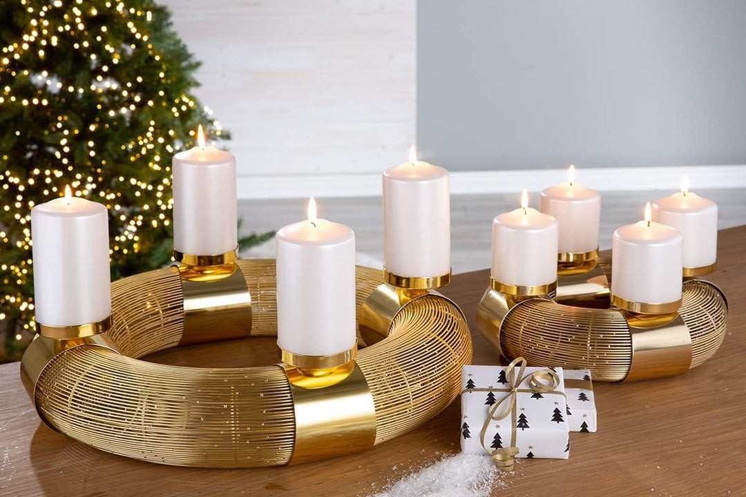 GILDE Adventskranz - 4 flammiger Kerzen Leuchter - Adventsdeko aus Edelstahl - für 4 Kerzen - Farbe:
