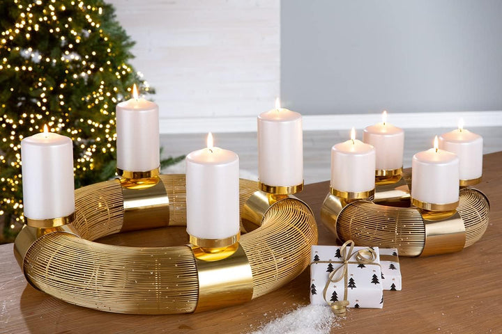 GILDE Adventskranz - 4 flammiger Kerzen Leuchter - Adventsdeko aus Edelstahl - für 4 Kerzen - Farbe:
