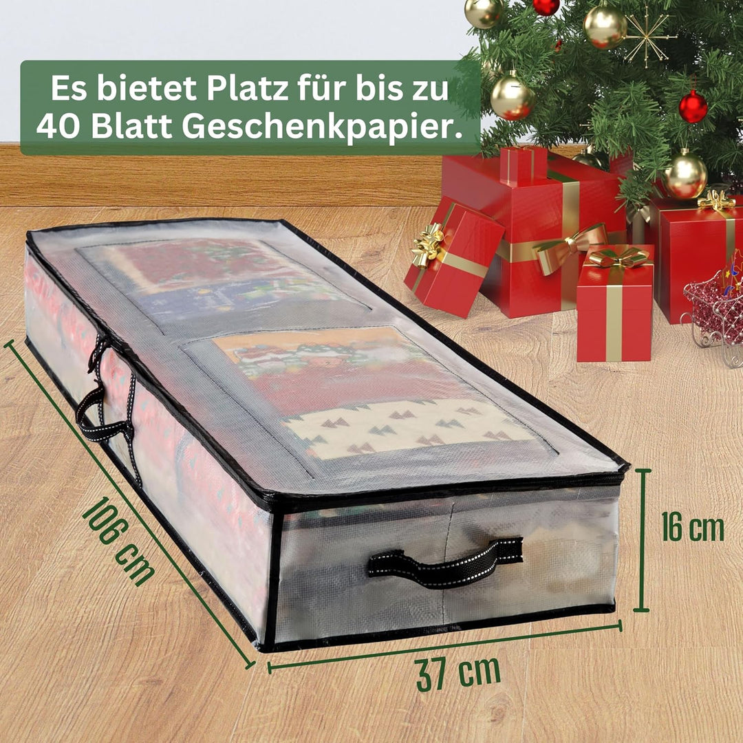 VENO Transparente Geschenkpapier-Organizer-Aufbewahrungsbox für Geburtstag, Weihnachtsgeschenktüten