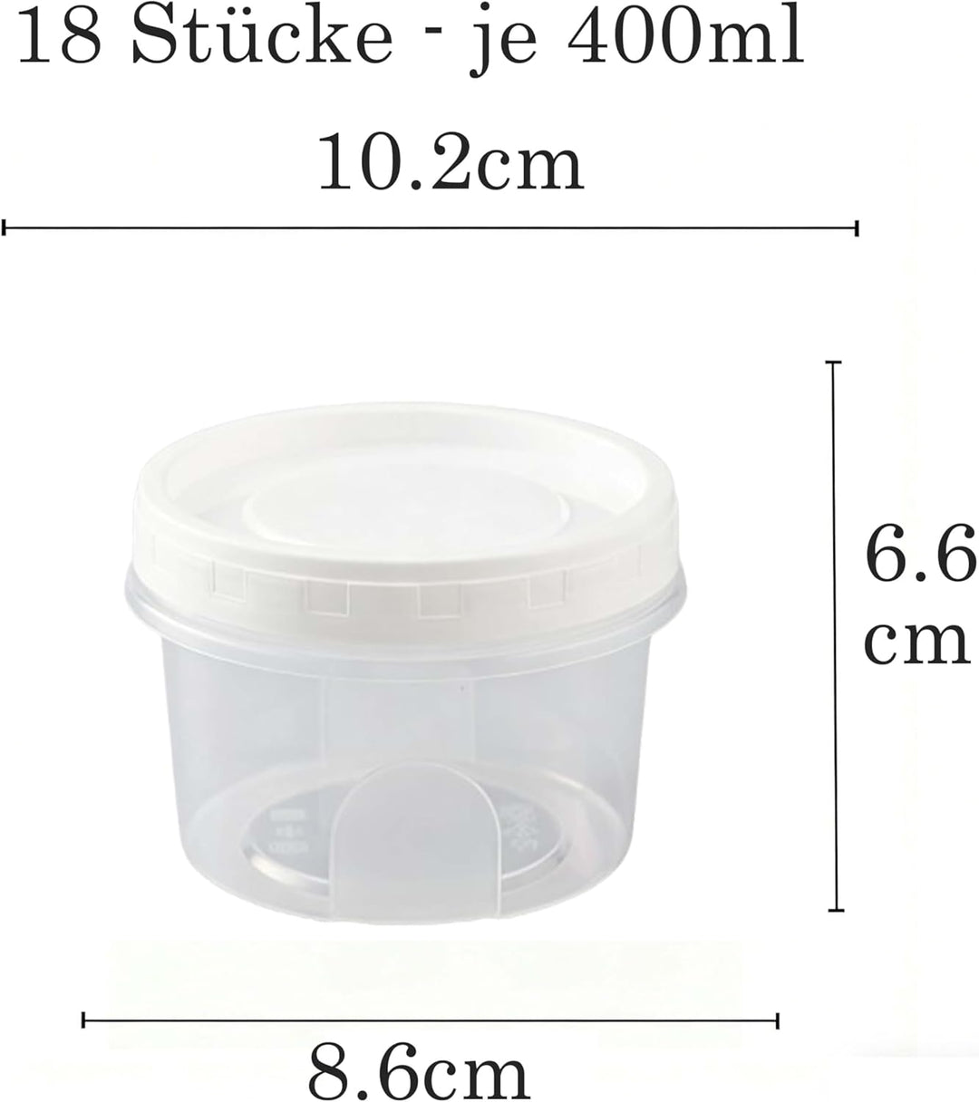 URMONA 18 Stück 400ml/23.7oz Kleine Lebensmittelbehälter, Kleine Dosen Mit Deckel Plastik，Transparen