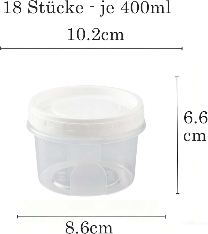 URMONA 18 Stück 400ml/23.7oz Kleine Lebensmittelbehälter, Kleine Dosen Mit Deckel Plastik，Transparen