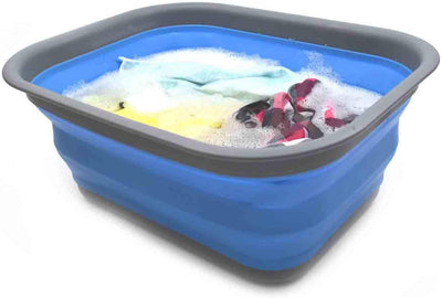 SAMMART Set of 2 Collapsible Tub (Grau/Blau, 2) Grau/Blau 2, Grau/Blau 2