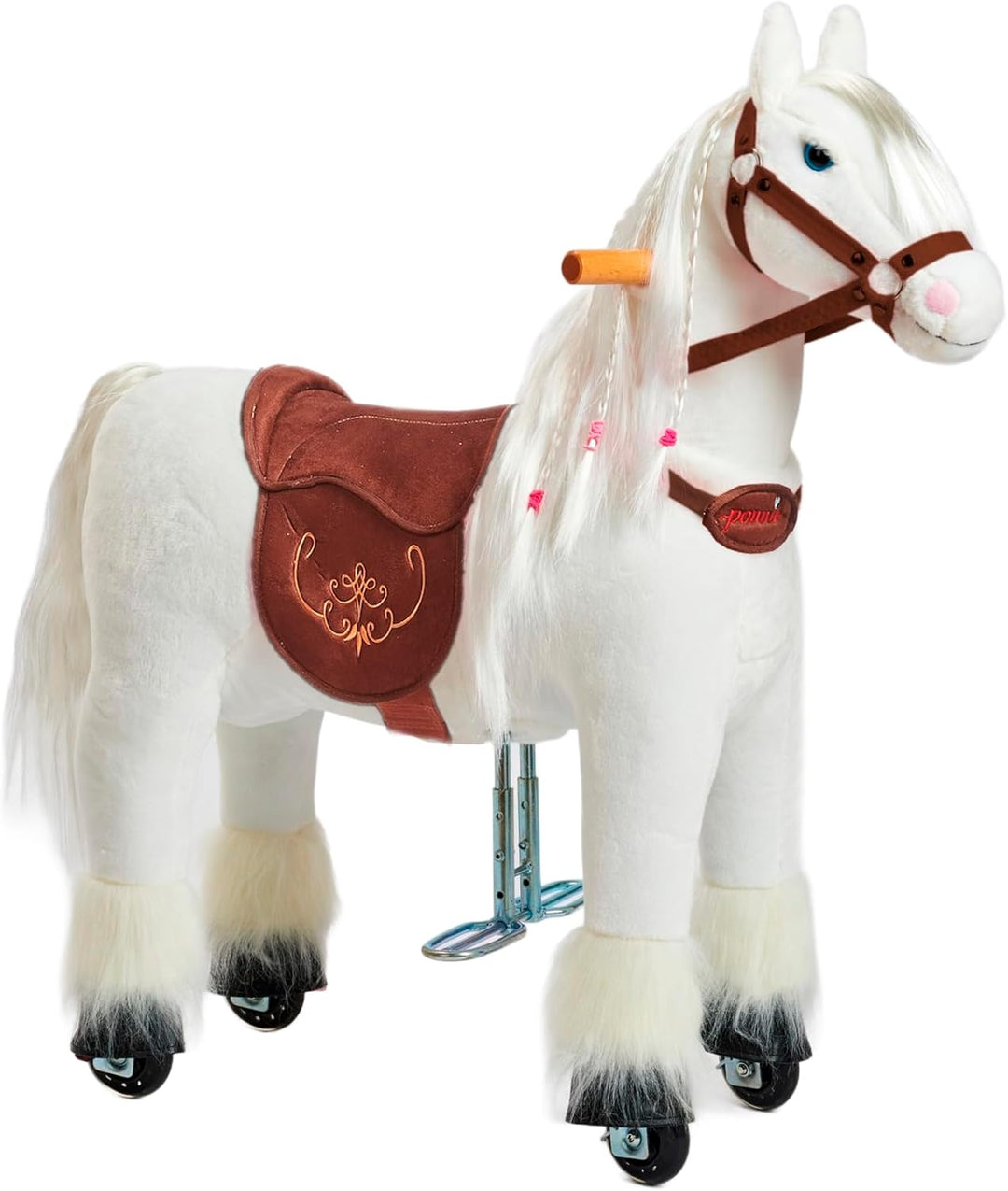 PONNIE Reitpferd mit Rollen Tiara S für Kinder 3-6 Jahre (30 kg) – Ohne Batterie – Mitwachsend dank