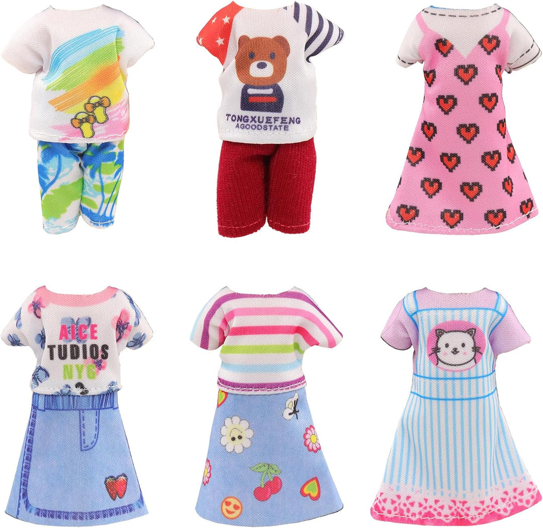 Miunana 29 Kleidung Schuhe Zubehör für 6 Zoll 15 cm Puppen, 1 Koffer 4 Kleider 2 Oberteile 2 Hose 2