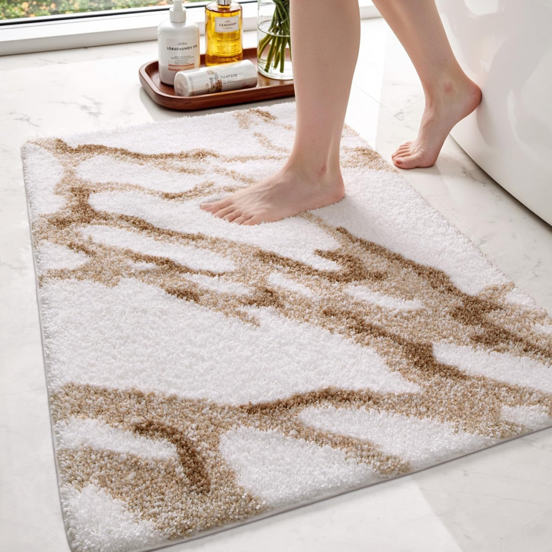 DEXI Badematte rutschfest 44 x 76 cm, waschbar Badezimmerteppich weich Badteppich Mikrofaser Saugfäh
