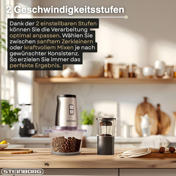 Steinborg® Zerkleinerer 2in1 Standmixer Smoothie Maker To Go Becher, 500W Multizerkleinerer, 2L Glas