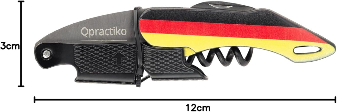 Zweitakt Korkenzieher, Wein- & Bieröffner | Edelstahl, ABS, Teflonspirale, Flagge Deutschland | Inte