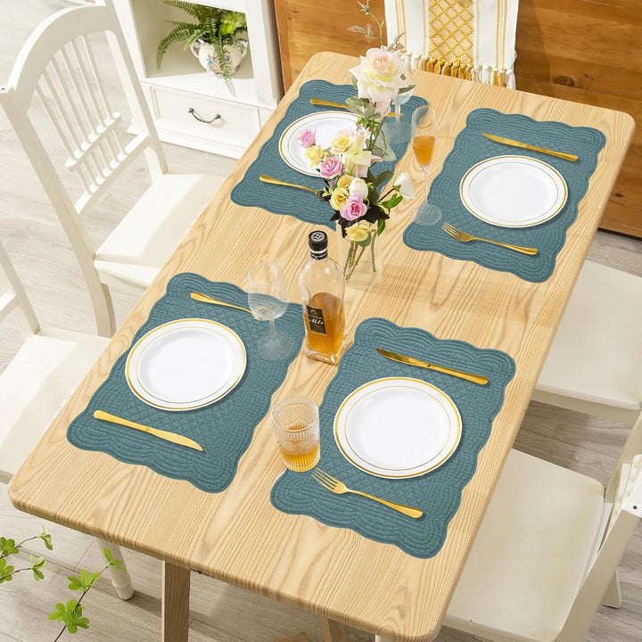 MABOZOO Gesteppte Tischsets aus 100 % Baumwolle, waschbar, für Küche und Esstisch, rechteckig, reinw