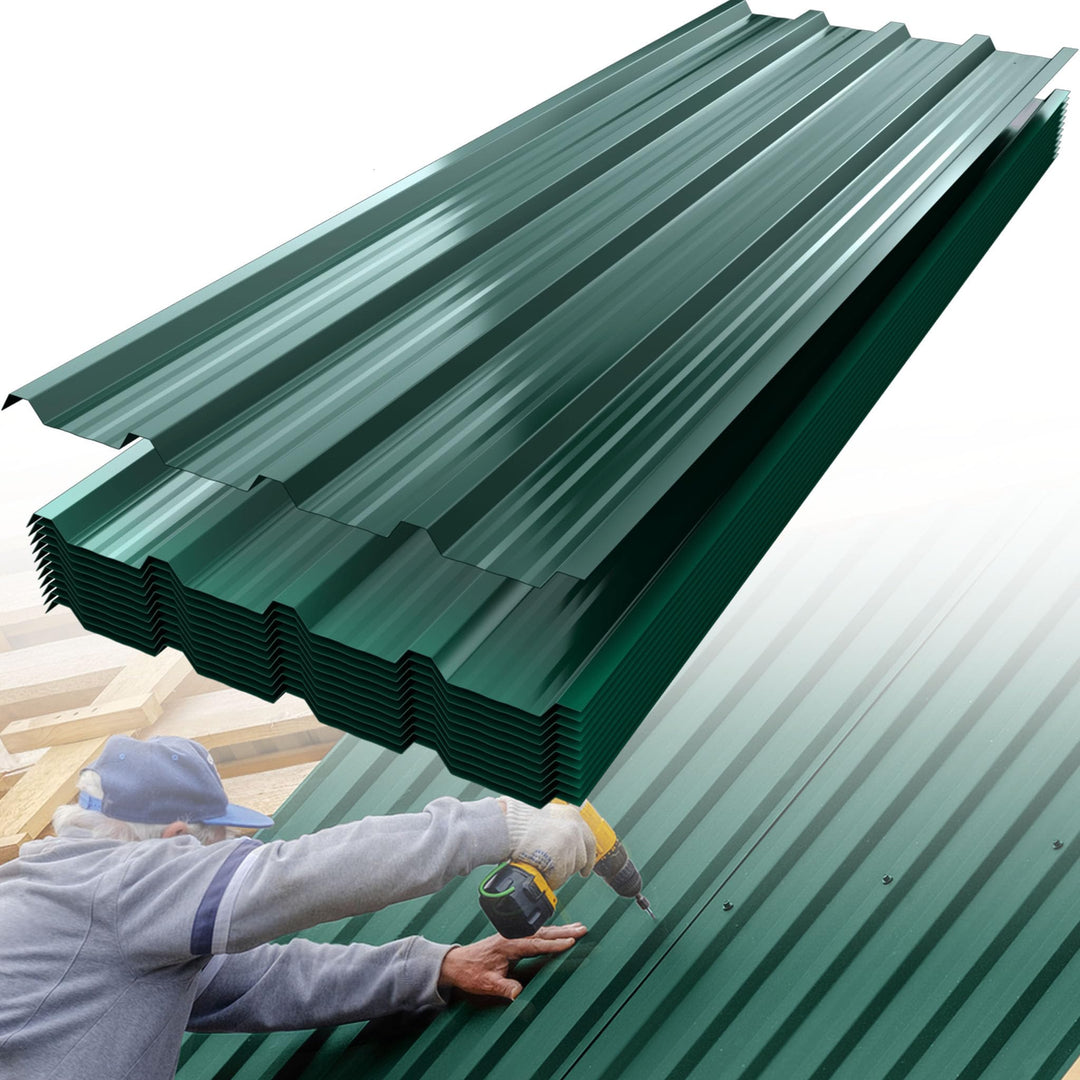 HENGMEI Metal Trapezblech 36 x Dachplatten 21m² Trapezoidal Sheet Wellplatten Dach 129cm x 45cm Galv