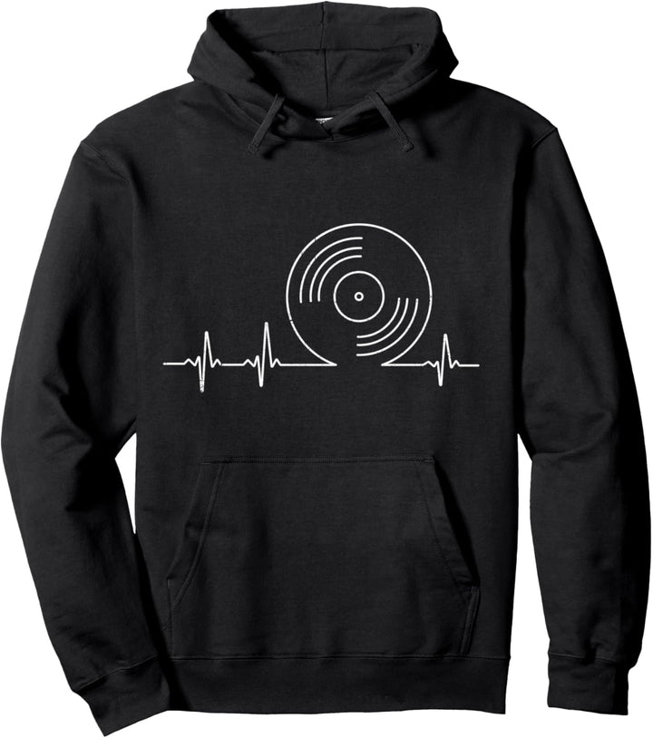 Schallplatte Vinyl Herzschlag Puls Plattenspieler Geschenk Pullover Hoodie