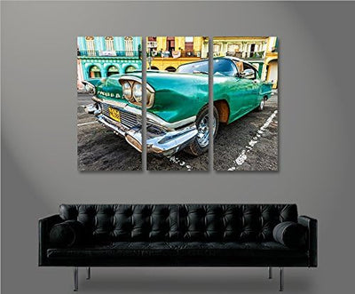 islandburner Bild Bilder auf Leinwand Taxi Cuba Havanna Kuba 3p XXL Poster Leinwandbild Wandbild Dek