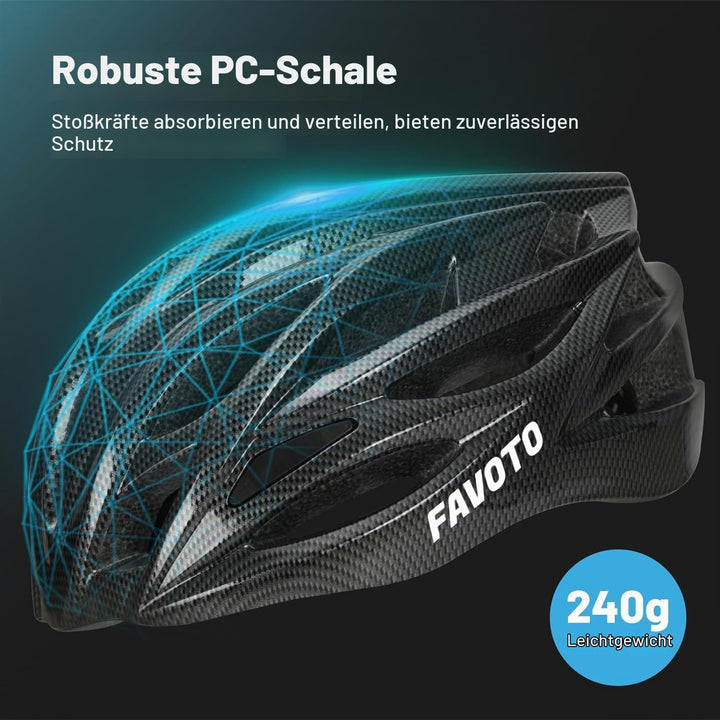 Favoto Fahrradhelm für Erwachsene Fahrrad Helmet mit Abnehmbarer Innenfutter Verstellbar Rennradhelm