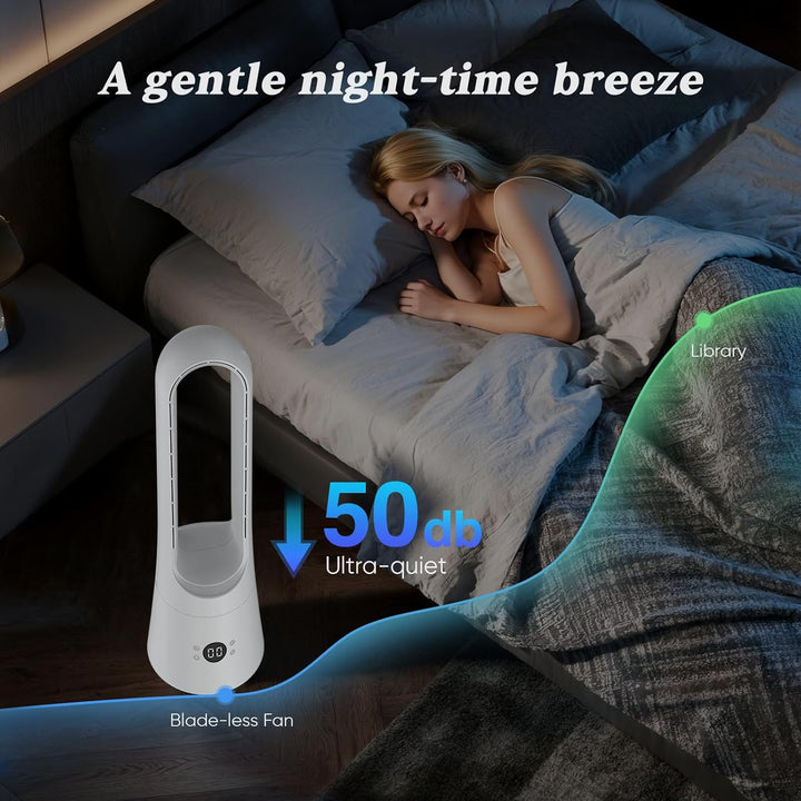 Leiser Turmventilator, Lüfter ohne Rotorblätter – 8 Stufen + Boost-Modus, 90° Oszillation, 5 m Fernb