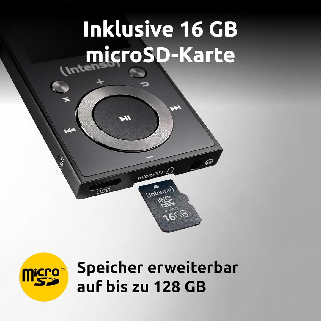 Intenso MP3 Player Video Scooter 1,8 Zoll Bluetooth schwarz schwarz 16GB Single, schwarz 16GB Single