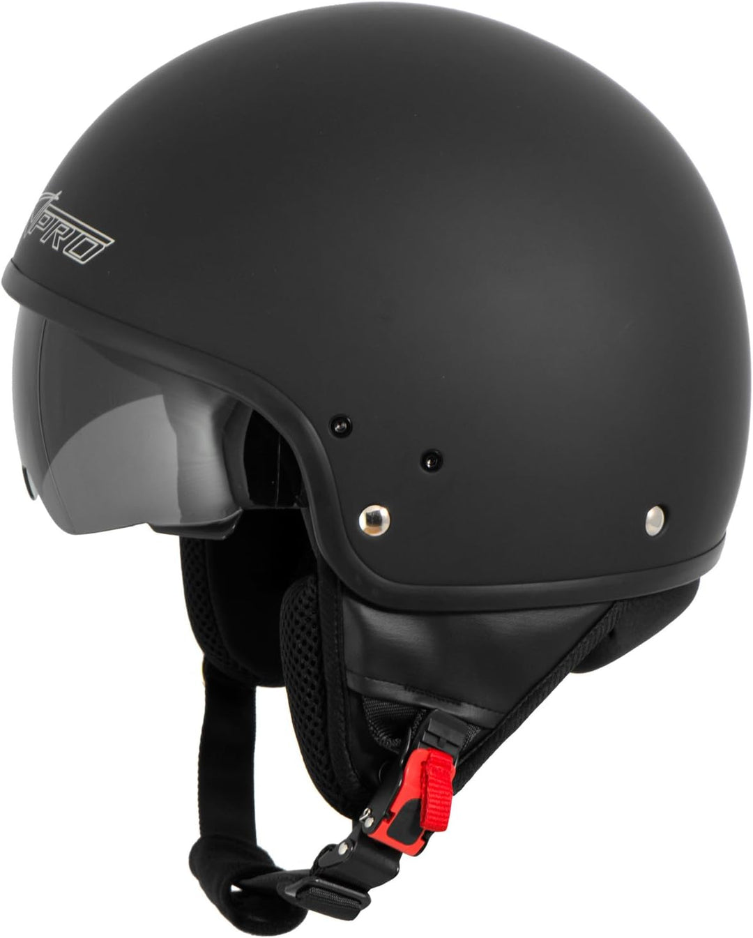 A-Pro Motorradhelm Motorrad Roller Jet Helm Innensonnenblende Viser Matt Schwarz XL 60 cm (XL) Schwa
