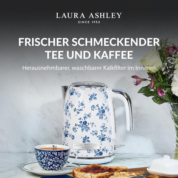 Laura Ashley China Rose Kabelloser Elektrischer Wasserkocher von VQ. Edelstahl-Wasserkocher 1.7 Lite