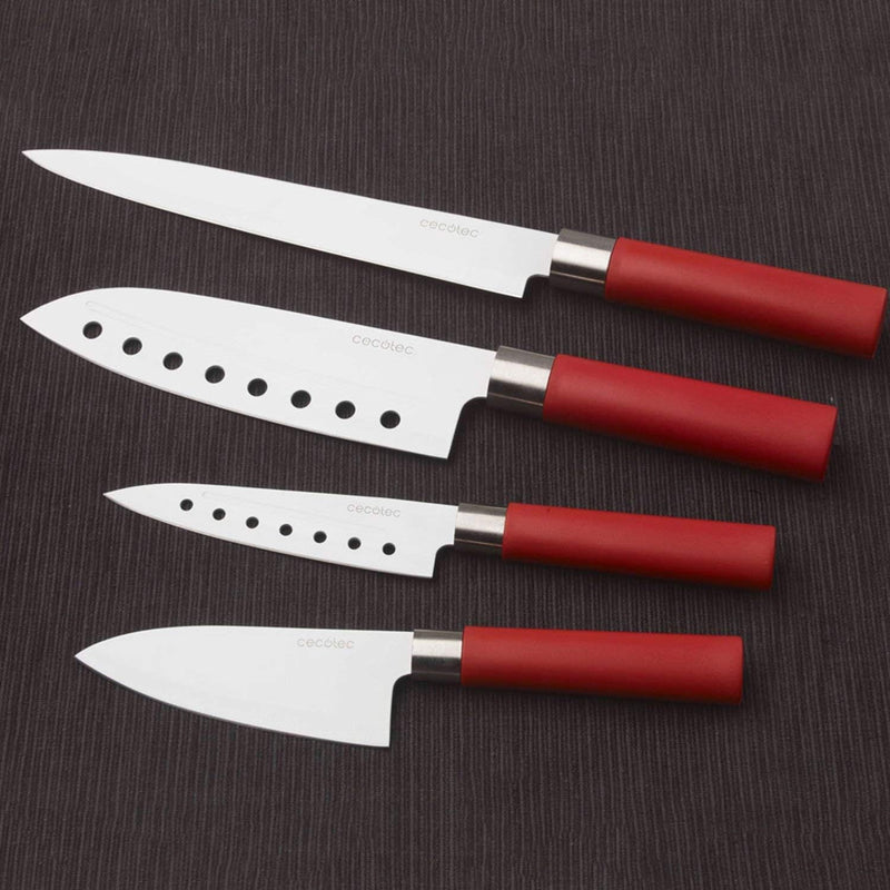 Cecotec 4er-Set Profi-Messer im japanischen Stil für den Heimgebrauch. Keramikbeschichtung Santoku K