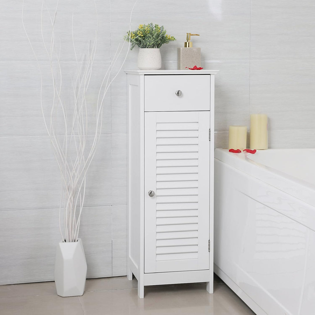 VASAGLE Badezimmerschrank, Badschrank schmal, Aufbewahrungsschrank, kleiner Schrank, mit Schublade,
