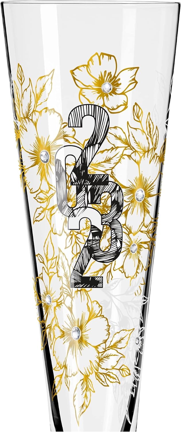 RITZENHOFF 1079013 Champagnerglas 200 ml – Brillantnacht Champagner 2023 – Designerstück mit Echt-Go