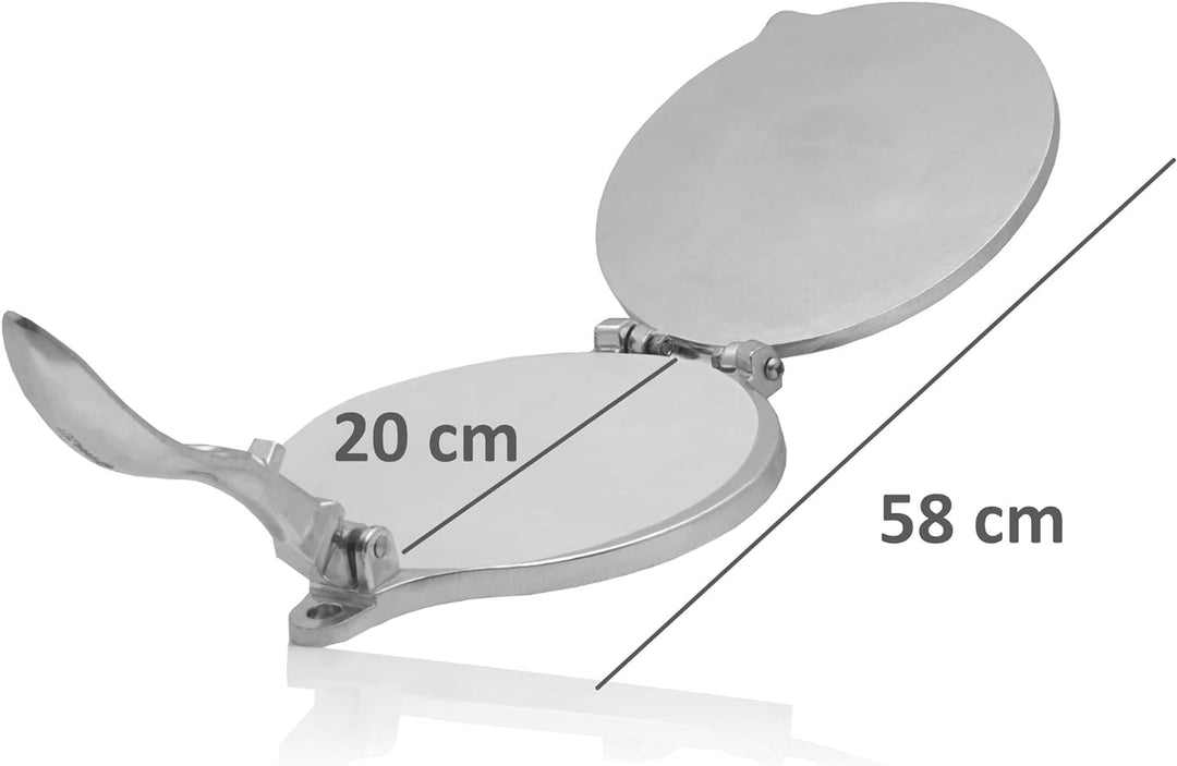 Mahlzeit Tortilla Presse Ø 20 cm aus Aluminium | inkl. Backpapier | leichte Taco Presse | für hausge