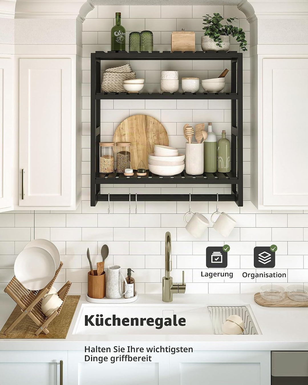 Galood Badezimmerregale, Wandmontage, 3 Etagen, platzsparend, Eckregal, Organizer, Bambus-Handtuchha