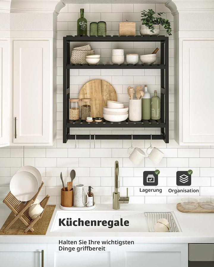 Galood Badezimmerregale, Wandmontage, 3 Etagen, platzsparend, Eckregal, Organizer, Bambus-Handtuchha