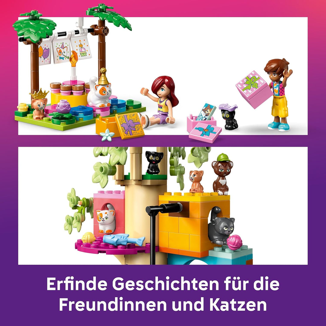 LEGO Friends Katzengeburtstagsparty & Baumhaus - Spielzeug mit 2 Minifiguren & 5 Tierfiguren -drehba