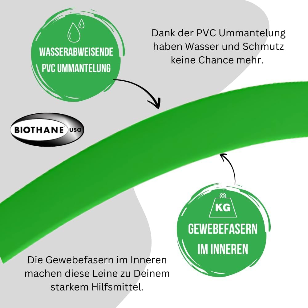 2m Führleine mit Handschlaufe | 19mm Breite für kleine, mittelgrosse & grosse Hunde | weich + leicht