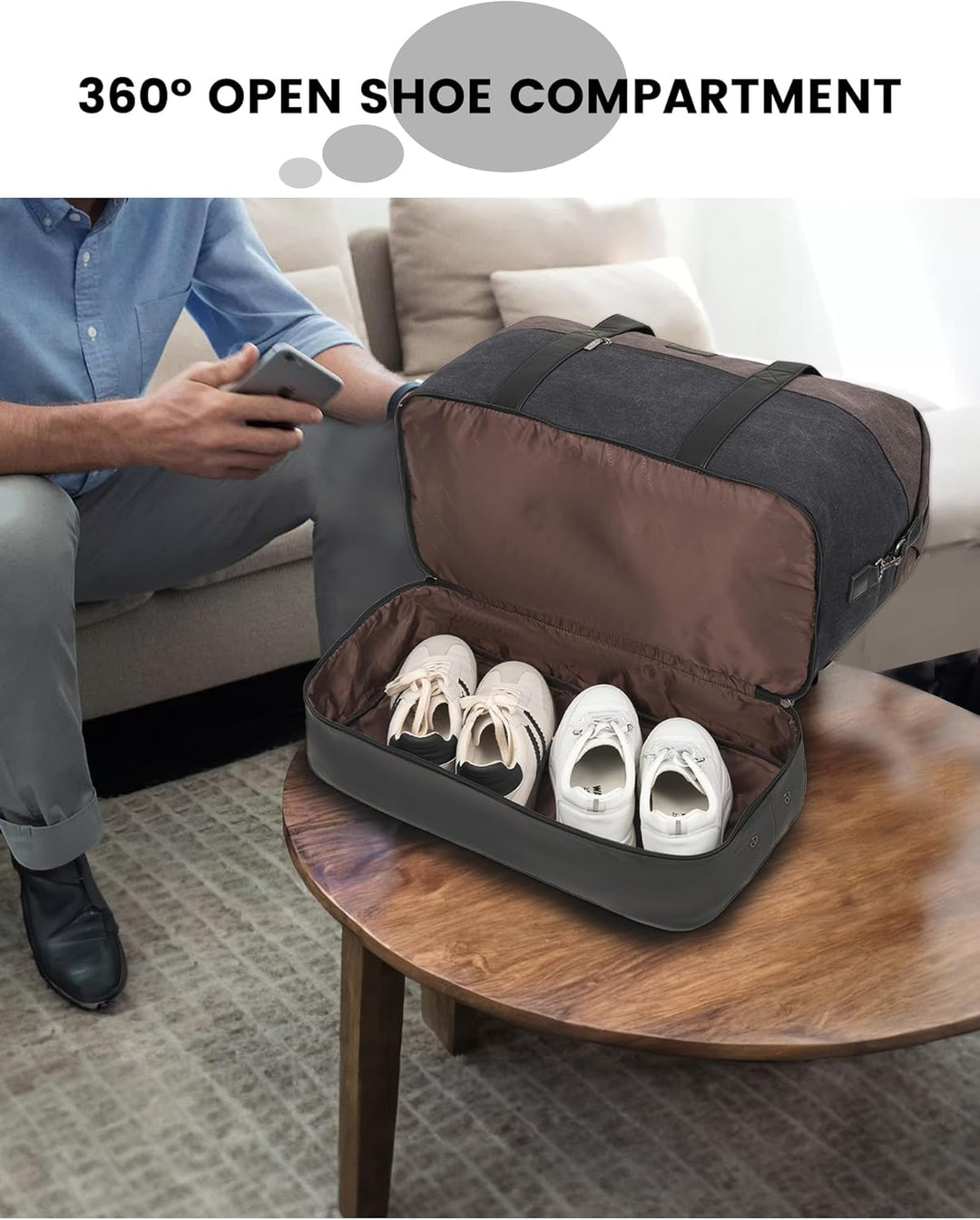 LOVEVOOK Reisetasche Weekender Herren Gross, 56L Handgepäck Tasche Für Flugzeug, Sporttasche Duffle