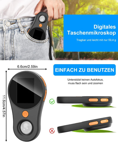 Mikroskop für Kinder, Vankarr Handy-Mikroskop 2,0" IPS-Bildschirm 500X Digitales Mikroskop, Taschenm