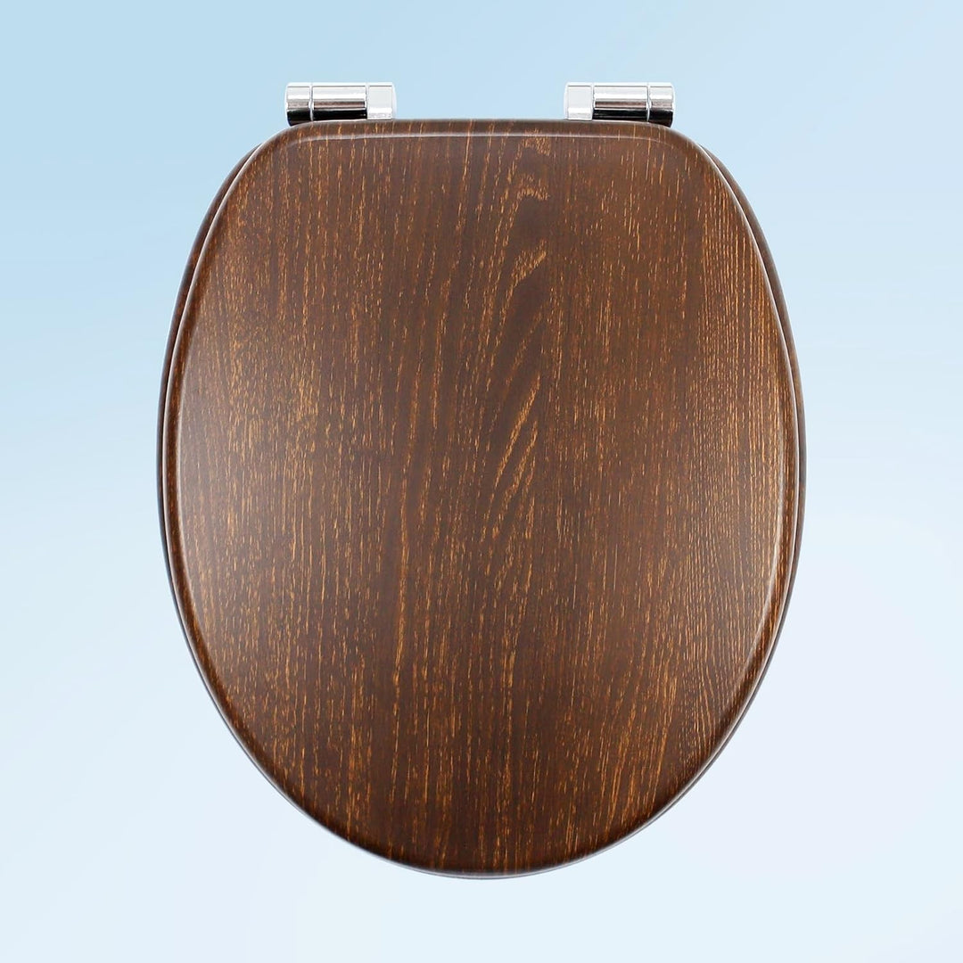 WC-Sitz mit Absenkautomatik, Toilettendeckel aus stabilem MDF-Holzkern, Verstellbare Scharniere aus