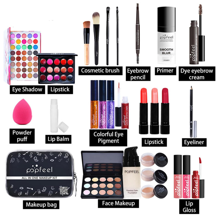BrilliantDay 27 Stück Mehrzweck Make-up-Set All-in-One Make-up-Geschenkset Kosmetik-Palette Starter