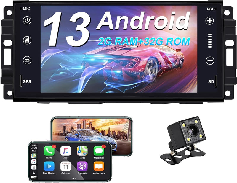 Autoradio für Jeep Wrangler Dodge Ram Challenger Chrysler mit Auto GPS-Navigator 2G RAM 32G ROM Car