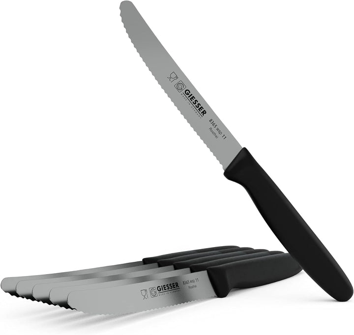 Giesser seit 1776 - Made in Germany - Tomatenmesser 6er Set schwarz, Klinge 11 cm, rutschfest, klein